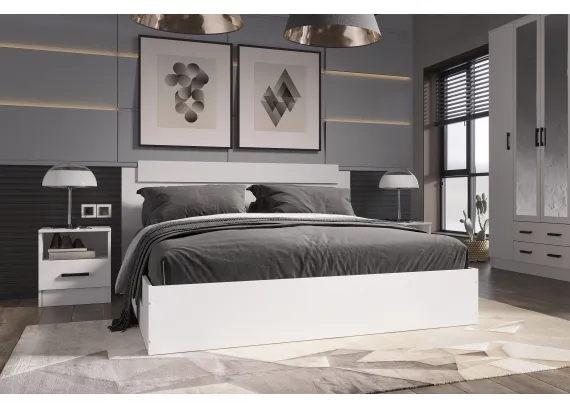 Кровать Эко 1,6м Белый гладкий