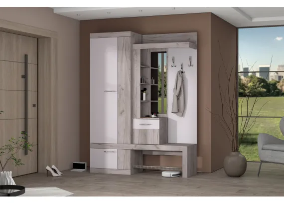 Прихожая Дуэт Дуб крафт серый/Кашемир