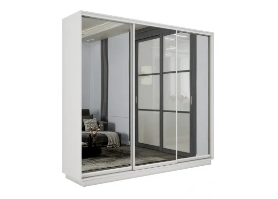 Шкаф-купе Экспресс-2 1800х2200х600 Белый снег (3 зеркала)